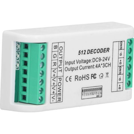 3-Kanal-LED-Decoder-Streifen-Controller RGB-Controller DMX512 Konstantspannungssteuerung 9–24 V (1/5)