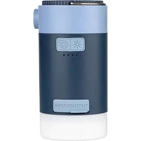 Pompe à air électrique polyvalente avec lumière LED, compacte pour le camping et les objets gonflables, chargement USB, idéale pour une utilisation en extérieur (bleue). (1/5)