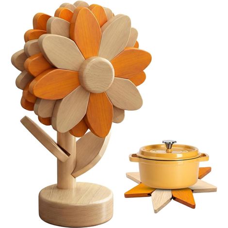 Dessous de plat en bois Protège-table pliable décoratif façon Ensemble Dessous Plat En Bois Pour Cuisson Et Repas Table Comptoir Plan Travail Et Four (1/5)