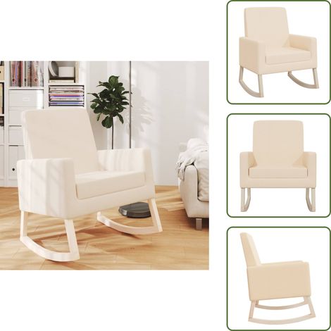Silla de mecedora de tela - vidaXL Silla mecedora de tela crema - Silla de mecedora crema