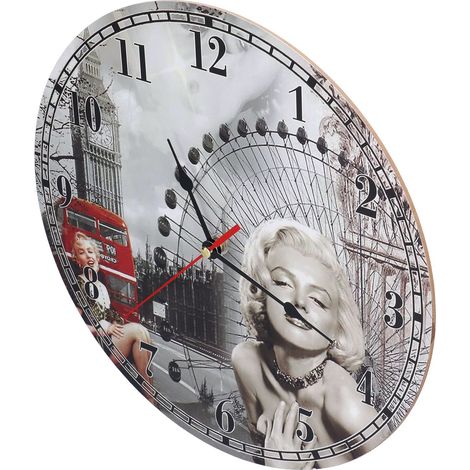 Horloge murale antique silencieuse, ronde, en bois, avec chiffres arabes, pour salon (1/5)