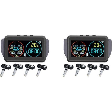 Système de surveillance de la pression des pneus (TPMS) avec alarme, manomètre, avertissement de température et 4 capteurs internes. (1/3)