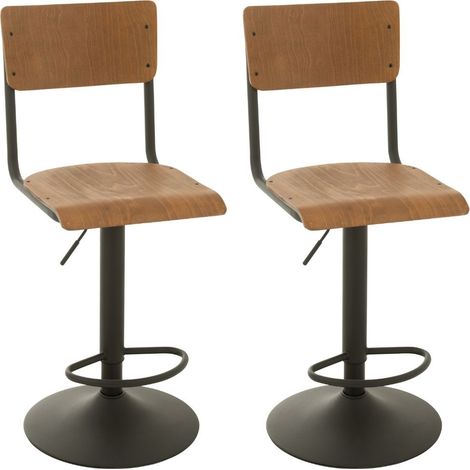 Chaises de bar écolier en bois et en métal (lot de 2) - NICOLAS (1/5)