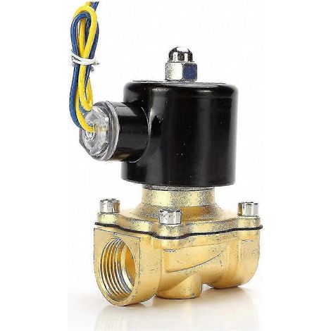 12-V-Magnetventil aus Messing, 1/2 Zoll, für Wasser-, Luft-, Erdgas- und Kraftstoffleitungen. Steuerschalter. (1/5)