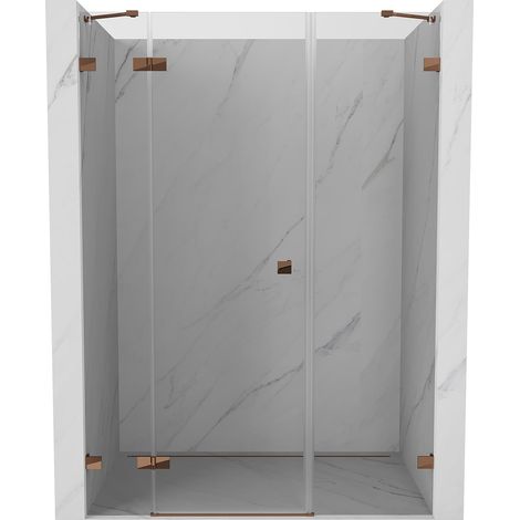 Mexen Lunar porta doccia a battente sinistra 120 cm, trasparente, oro rosa - 834S-120-050-60-00-L (1/5)