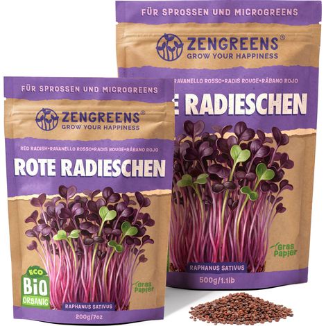 Bio Keimsaat Rotes Radieschen 200 g Sprossen Microgreens (1/5)