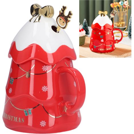 Grande Tasse Céramique de Noël 500ml avec Couvercle et Cuillère - Idée Cadeau Fêtes (1/5)