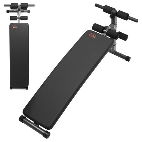 banco Curvo para Abdominales, Altura Ajustable en 5 Niveles, 1425 x 470 x 675 mm, Entrenador de Espalda, Carga de 226 kg, para Entrenamiento de Fuerza y Muscular Completo, Negro y Gris (1/5)