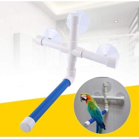 Oiseaux Perchoirs, Perchoir Perroquet Douche Perchoir Perroquet Douche Oiseau Perchoirs Perroquet Ventouse Pliable Fenêtre Douche Bain Mur Patte Broyage Stand Jouet avec Trois Ventouses. (1/4)