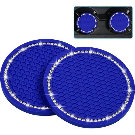 Dessous de verre universels pour porte-gobelets de voiture, lot de 4, accessoires intérieurs de voiture en PVC - Tapis de sol antidérapants en cristal pour porte-gobelets de véhicule (2,75 de diamètre (1/5)