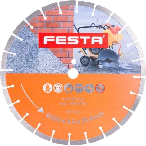 Disque diamant segmenté pour béton, brique, pierre 350x3,5x25,4mm - Usage professionnel