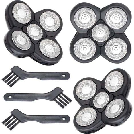 Lames rechange Head 3pcs + 5 têtes rasoir homme chauve - 3 brosses incluses - Pour rasoirs électriques - Tranchage précis - Hommes et barbiers (1/4)