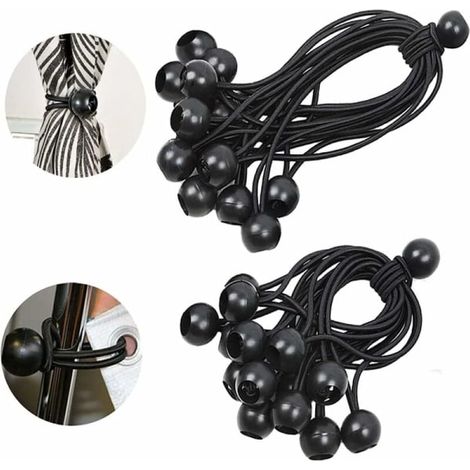 310PCS Bande élastique noire à boule en caoutchouc pour tente, auvent, corde Oxford, sangle, ceinture (1/5)