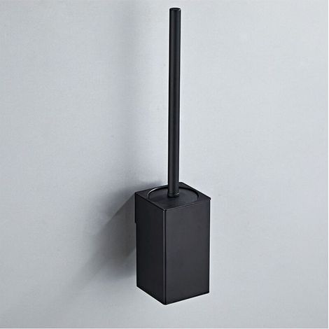 Porte-Brosse WC carré Mural en Acier Inoxydable 304 avec 1 têtes de Brosse (Noir)