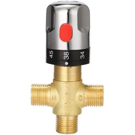 Valvola miscelatrice termostatica di alta qualità in ottone argentato con controllo della temperatura, accessorio per il bagno.