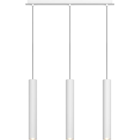 Lampadario Rettangolare Industrial-Minimal Xeana Metallo Bianco 3 Luci Gu10