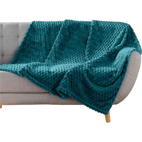 Plaid flanelle relief 125 x 150 cm Mini Breetzy bleu