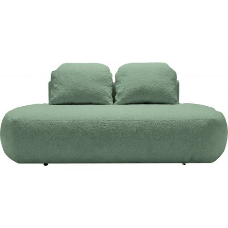 COLIN - Canapé droit convertible tissu texturé 2 places Vert (1/5)