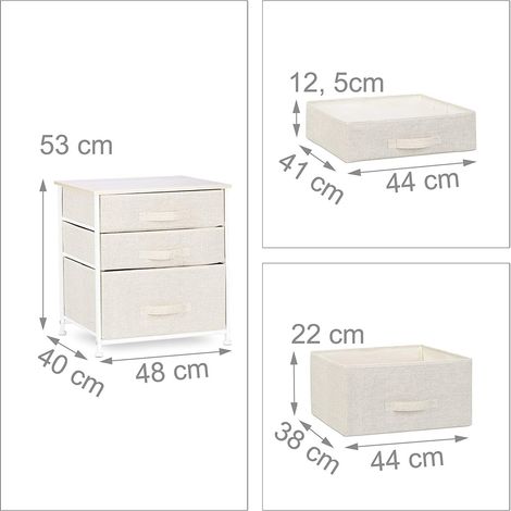 Cómoda mueble de almacenaje con cajones de tela beige 1300025822