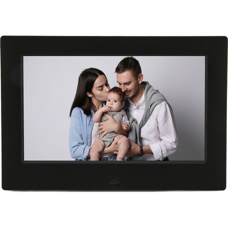 Cadre photo numérique 7 pouces HD 1080p avec horloge et calendrier, prise UE 100-240 V (1/5)