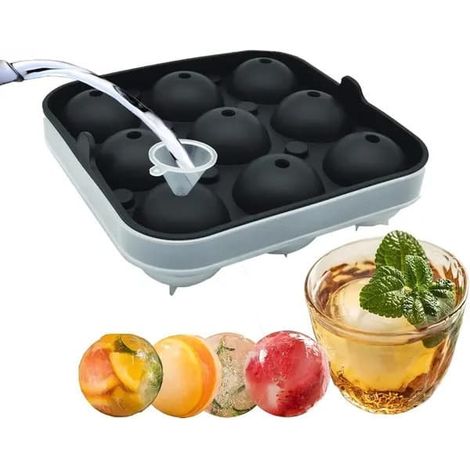 Moules à glaçonsMoule en silicone pour glaçons ronds avec couvercle, bleu, 30 x 20 cm