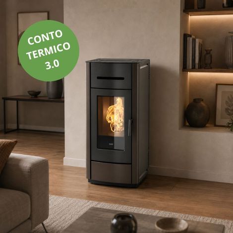 Stufa a pellet ventilata con wifi Klover Kros 80s da 8.2 kW bronzo (1/4)