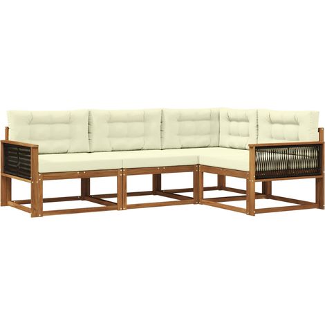 Conjunto de sofás de exterior 4 uds. Natural y Crema vidaXL (1/5)