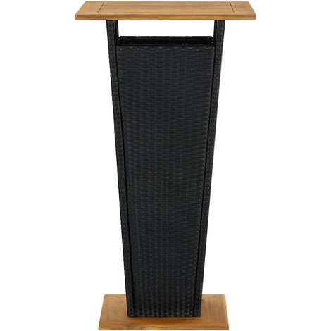 Maison Exclusive - Tavolino da Tè Nero 60x60x110 cm Polyrattan e Massello Acacia (1/5)