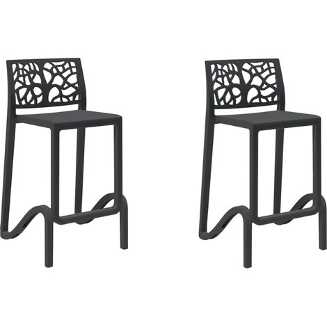 Sgabello bar alto H. seduta 65 cm con schienale TETI Nero set 2 pezzi (1/2)