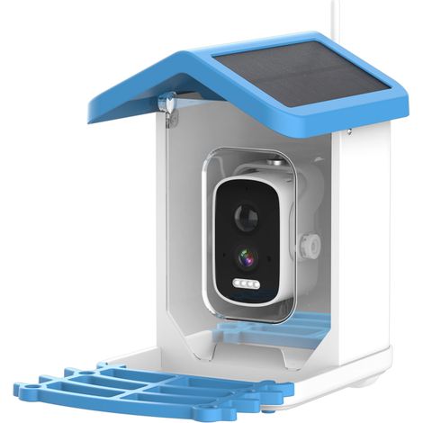 Vogelfutterhaus mit 5-MP-Kamera, solarbetrieben, Kolibri-Futterhaus, intelligente Vogelartenerkennung, wasserdichte, hochauflösende Vogelbeobachtungskamera