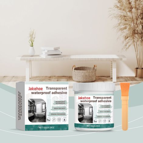 Multi-functional transparent waterproof adhesive for home renovation, no need to remove tiles, leak-proof, wear-resistant, waterproof, and invisible adhesive -- 150g1, brush1 -- BIEMMEDUE (1/5)