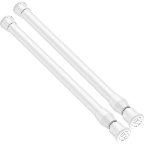 Tringle à rideau sans perçage (lot de 2), 40–70 cm, blanc, télescopique, pour fenêtres, cuisine, placards et salle de bain. (1/4)