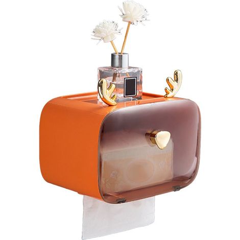 Porte-Rouleau de Toilette Antidérapant avec Fenêtre Transparente, Support Murale Réglable pour Boîte à Mouchoirs - Design Original et Coloré