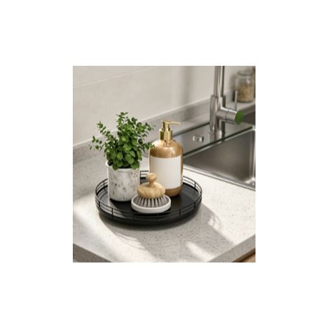 étagère de rangement rotative 360 degrés noire ronde pour condiments et épices organisateur multifonction pour le dessus du plan de travail de cuisine (1/5)