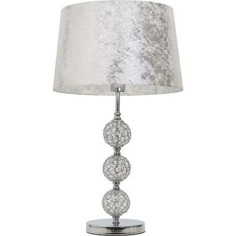 Sobremesa cromo tres bolas cristal copen pantalla pan de plata 1xE27 (1/3)