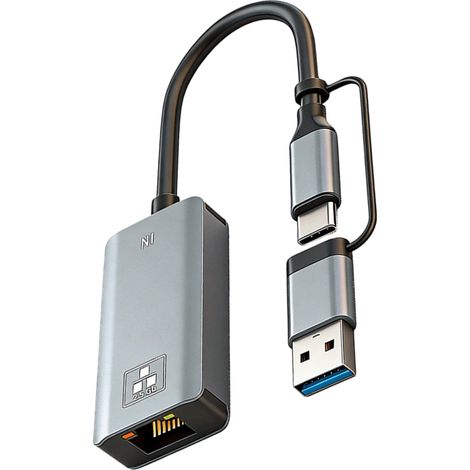 Adaptateur Ethernet Gigabit 2,5G Type C/USB vers RJ45 avec convertisseur réseau filaire, pour connexion Internet (1/5)