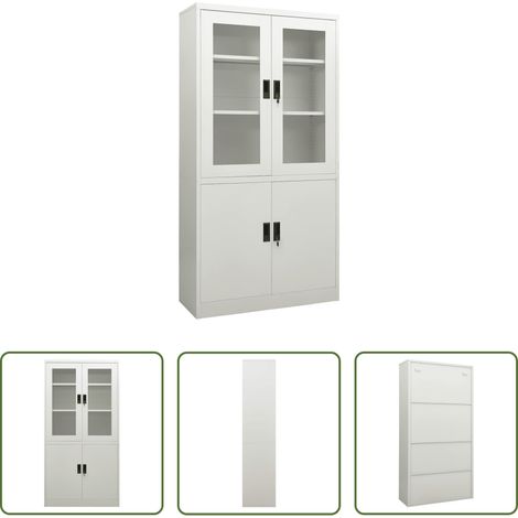 Aktenschrank - Büroschrank Hellgrau 90x40x180 cm Stahl (1/5)