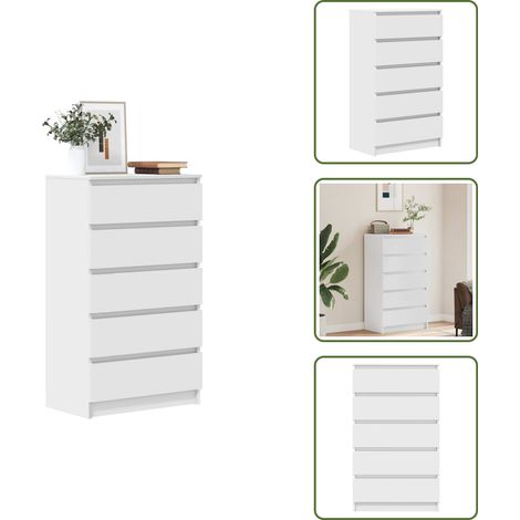 Schubladenschrank Weiß 60x36x103 cm Holzwerkstoff - Schubladenschrank - Kommode - Wohnzimmermöbel - Weißer Kleiderschrank - Holzmöbel (1/5)