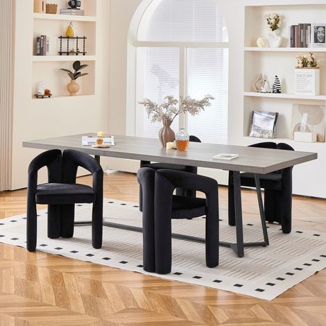 Set di 2 sedie da pranzo in velluto nero con braccioli ergonomici 150 kg - CHICFURN (1/5)