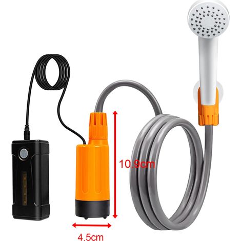 (Type A) Douche de camping portable, douche électrique portable rechargeable par USB pour la randonnée, les voyages, le trekking, la natation et la plage. (1/5)