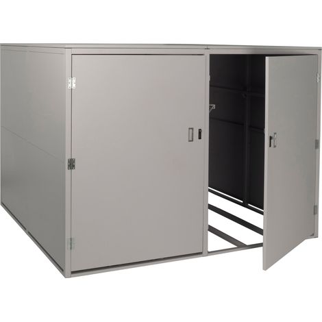 4er-Fahrradgarage HHG-859c, Gerätehaus Fahrradbox mit Ablage, abschließbar Metall 160x222x208cm hellgrau