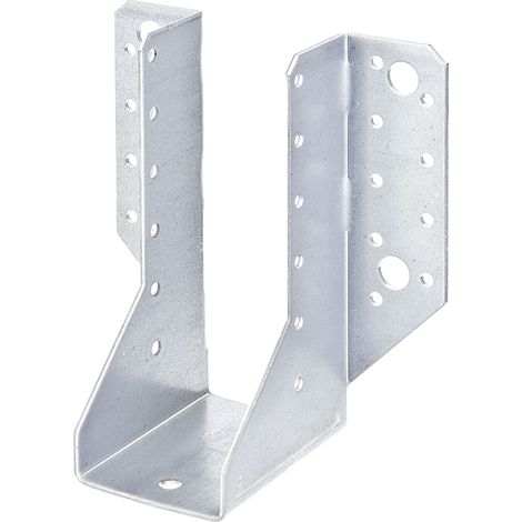 Sabot de charpente type A 50 x 135 mm – Acier galvanisé sendzimir – Fixation latérale renforcée avec 4 trous Ø 11 mm – Pour poutres en bois – Alberts