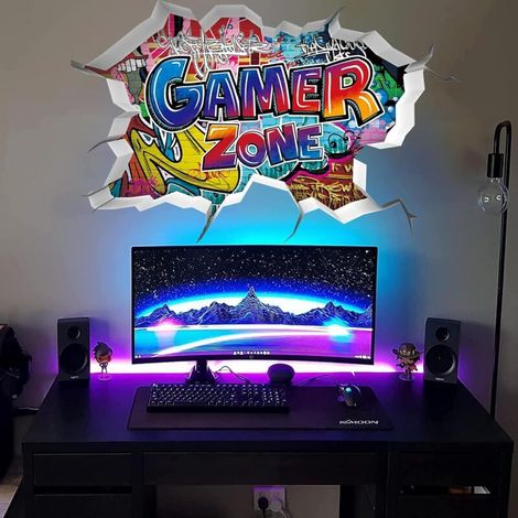 Stickers muraux 3D pour gamers, stickers muraux pour chambres de garçons, stickers muraux pour gamers (1/5)