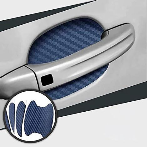 4 Stück Türgriffschutzfolie (blau) Universelle 3D-Carbonfaser-Optik für Autotürgriffe schützt vor Lackschäden (1/5)