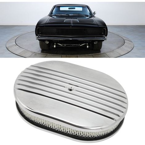 12-Zoll-Ovalluftfilter aus poliertem Aluminium mit halben Lamellen für klassische Chevrolet Ford (1/5)
