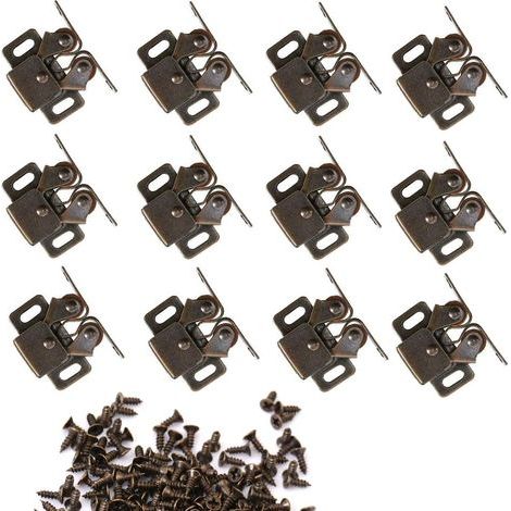 Set di 12 chiusure a doppio rullo per armadi, cassetti e guardaroba - Bronzo (1/5)