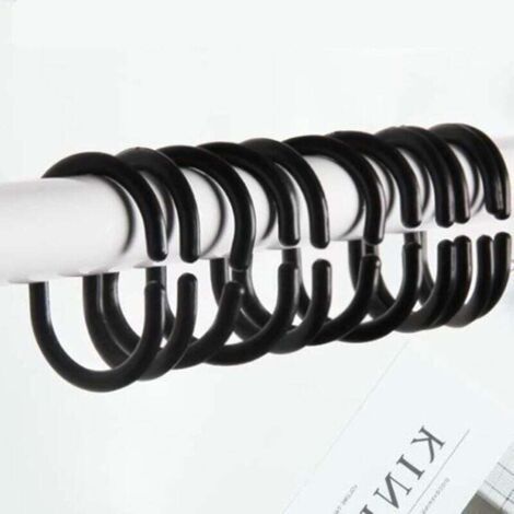 12PCS Noir anneaux coulissants en plastique pour rideau de douche (1/4)