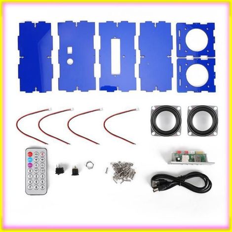 EJ.life Kit d'enceintes en haut-parleur kit bricolage mp3 pack de musique stéréo son 3W mini video support Bleu (1/5)