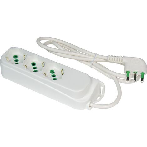 FANTON 404600-E Multipresa 3 prese bipasso schuko 2P+T 16A cavo 1 m. 3G1 H05VV-F spina a squadra italiana 2P+T 16A