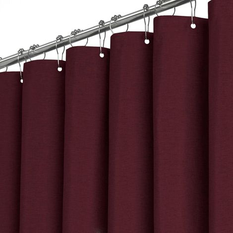 1 Rideau de douche,180x180 cm,Lin rouge,Polyester lesté,Anti-moisissure,Salle de bain